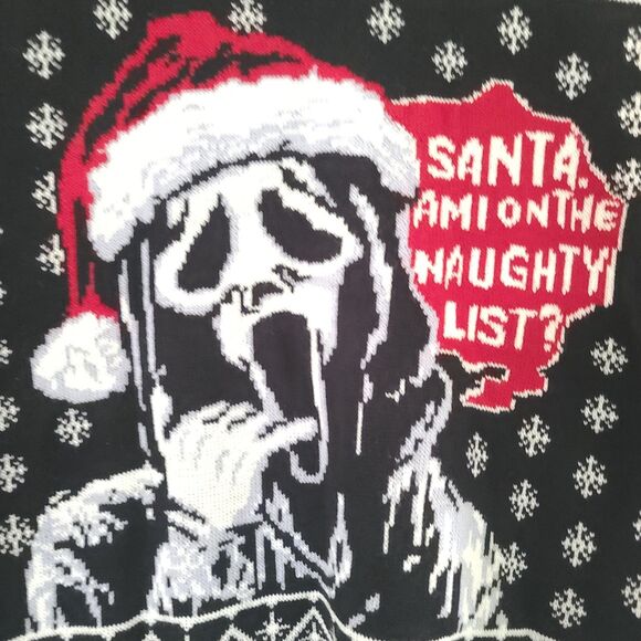 GhostFace Ghost Face Scream Ugly Christmas Holiday Ugly Sweater Large Size L EUC - Picture 2 of 13